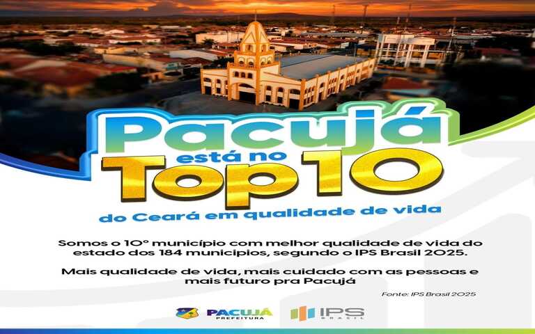 Pacujá está no Top 10 do Ceará em qualidade de vida